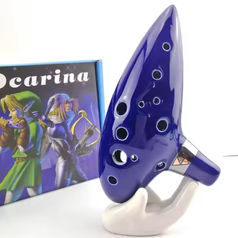 The Legend of Zelda Ocarina of Time 12 Holes Ceramic Alto C Ocarina Flute Blue Inspired Time Musical