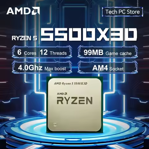 AMD Ryzen 5 5500X3D 3GHz 6-Core 12-Thread Socket AM4 R5 5500X3D NEW Gaming Processor 105W DDR4 L3=96