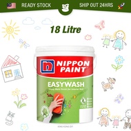 🔥READY STOCK🔥 18L NIPPON PAINT Easywash Matt Finish Interior Wall Paint 1001 Brilliant White Cat Dalam Rumah Easy Wash