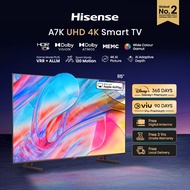 Hisense A7K Smart TV 85 inch | Dolby Vision Atmos | HDR 10+ | ALLM + MEMC Smooth Motion + Pixel Tuning | Wide Colour Gamut | Wide Viewing Angle | UHD 4K AI Smart TV | Bluetooth Remote | Dual Wifi 2.4/5G