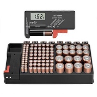 Battery Organizer Storage Case Holder with Tester Voltage Digital Display for AAA, AA, 9V, C, D and 