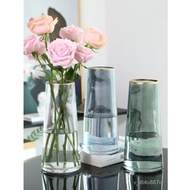 🚓Nordic Glacierins·Gold Tracing TType Simple Glass Vase Living Room Flower Vase Home Decoration Flower Arrangement Vase