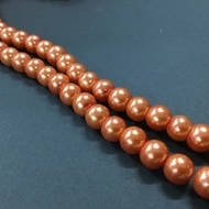 10mm Metallic Glass Pearl - Orange