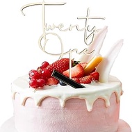 Wooden 21st Birthday Cake Topper, 4.92 * 5.91inch Twenty One Cake Decoration for 21st Birthday Legal