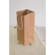 Paper bag 10x10x25 (LxWxH) Paper bag plain brown DRINK BOTTLE
