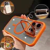 iP 14 Pro Max iP 14 Plus iP 15 Pro Max iP 15 Plus Clear Metal Magnetic Prevention Hard Stand Back Co