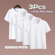 Liso wear - 1Paket 3pcs 115rb+free 1 pcs kaos polos hitam  - Kaos polos kerah pria lengan pendek