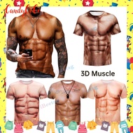 Men's T-shirt Summer Funny Body Six-pack Abs Muscle T Shirt Camisetas Hombre 3D Print Fake Short Sle