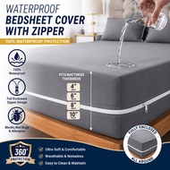 4/6/8/10Inch Cadar Zip Tilam Kalis Air Waterproof Mattress Protector Fitted Bed Sheet SarungTilam