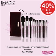 (READY & ORIGINAL) IMAGIC 12Pcs Brush Set with Zipper Bag SUEDE TL445
