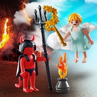 Anime Playmobil action figure Special Doll Set Little Angel and Little Devil Building Block Doll Toy