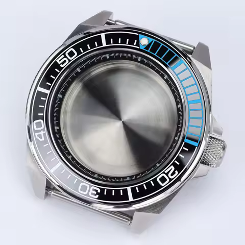 20ATM Diving Case 44mm Silver Watch Case Ceramic Bezel With Sapphire Crystal For Seiko NH35 NH36 NH3