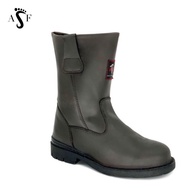 Black Hammer High-Cut Genuine Leather Safety Shoes - BH4666 4666