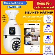 YOOSEE Indoor wifi Camera with 2 eyes light bulb 12Mpx FULL HD 360 degree rotation - Clear color nig