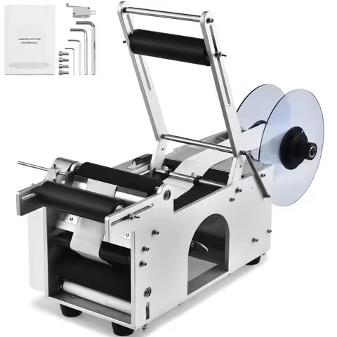 SucceBuy Semi-Automatic Round Bottle Labeling Machine 20-50pcs/min Electric Label Applicator for Bot