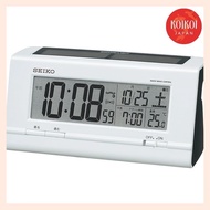 Seiko Clock Alarm Clock Hybrid Solar Radio Digital Calendar Temperature Display White Pearl SQ766W SEIKO