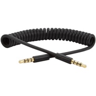 3feet 4 Pole Spring Coiled 3.5mm Aux Cable /Mic Gold Stereo Audio Auxiliary Cord 3.5mm to 3.5mm