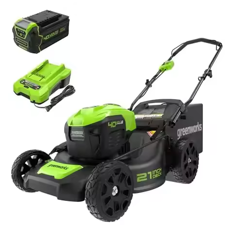 40V Cordless Brushless Lawn 21" Mower (5.0Ah) 7 Position Single Lever Height Adjustment for Quick an