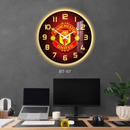 Manchester United Club Wall Mirror-Coated Round LED Mount Clock In UV Premium