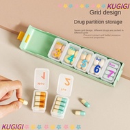 KUGIGI Medicine Pill Box, Weekly 7 Grid Medicine Container Box,  Large Capacity Portable Seal Pill Storage Box Travel