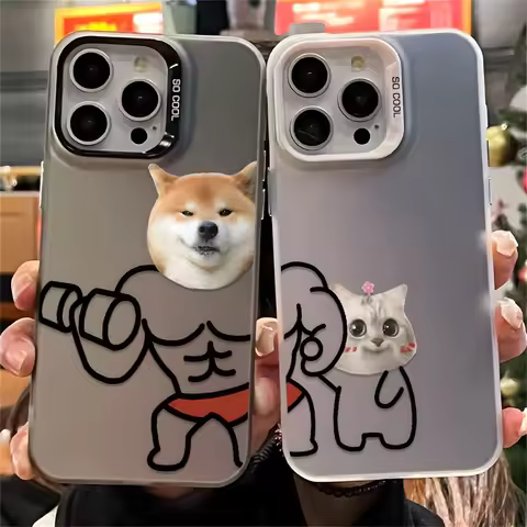 Funny Fitness Dog Cat Matte Phone Case for Huawei Honor X8d X5c X9d X6c X7d 400 200 90 X6b X7a X9a X