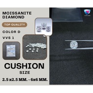 Moissanite-Mosanite CUSHION SHAPE(Asmo 2.5x2.5mm-6x6 MM) (D:Color VV1)Synthetic Diamond(Moissanite D