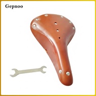 Gepnoo Vintage Leather Bike Saddle Universal Fit Retro Bovine Leather Cycle Seat Ergonomic Shape Riv