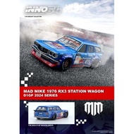 MAD MIKE 1976 MAZDA RX3 STATION WAGON D1GP 2024 SERIES INNO64 1/64 DIECAST MODEL