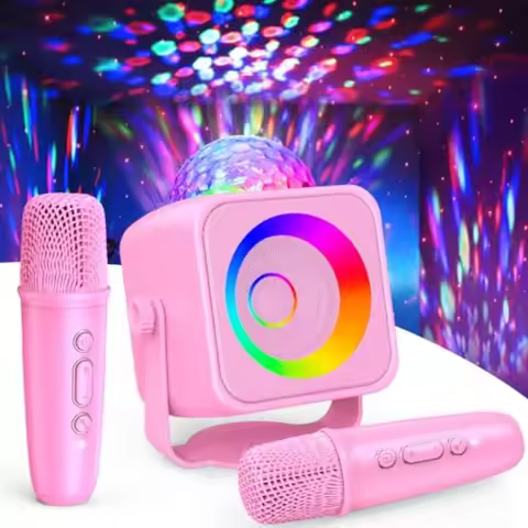 Mini Karaoke Microphone with Disco Light: Gifts for 3 4 5 6 7 8 9 10 11 12 Year Old Girls Karaoke Ma