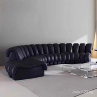 Minimalist Italian Style Sofa Designer Edition Genuine Leather Villa Room S Snake-shaped Hotel Modul