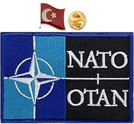 A-ONE NATO Logo Patches + Turkey Country Military Enamel Pin, Applique for Baseball Cap Outwear Jack