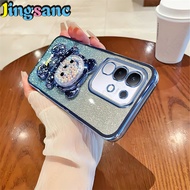 Jingsanc vỏ cho iqoo z10x mạ trong suốt Gradient long lanh vỏ điện thoại khung hình gấu lưng mềm Bìa