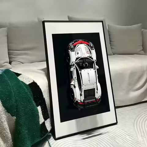 New Wall-mounted Background Display Frame Compatible with LEGO Technic 42096 Porsche 911 RSR Race Ca