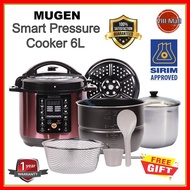 [SIRIM] MUGEN Smart Pressure Cooker 6L Non Stick Pot Stainless Steel Inner Pot (With Free Gifts) - R