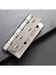 2入組銀色不銹鋼無槽靜音軸承合金鉸鏈，適用於室內木門，隔音合金鉸鏈和家居裝飾，附螺絲