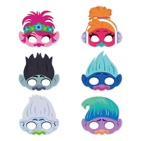 Trolls Cartoon Anime Themed Birthday Party Paper Glasses Mask Photo Props Dress Up Children's Party 