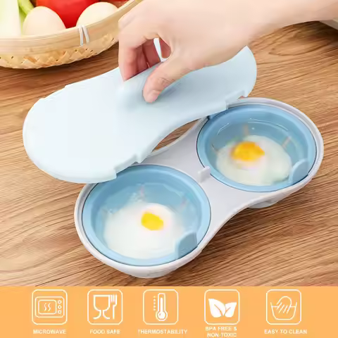 Microwave Oven Egg Poacher 2 Grid Silicone Egg Cooker For Boiled Eggs Duck Eggs And Household Eggs K