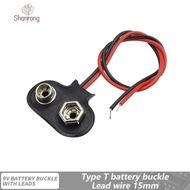 SHANRONG 10Pcs Battery Holder Clip, I / T Type Cable Snap on Battery Clip Connector, Black Red Cable