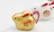 日本製藥師窯小兔子帶土鈴 (金,白)