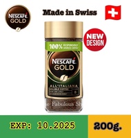 [Exp:10.2025]Nescafe GOLD All Italiana โกลด์ ออล อิตาเลียน่า คอฟฟี่ กาแฟสำเร็จรูป ชนิดฟรีซดราย ตรา เนสกาแฟ ขนาด 200 กรัม จำนวน 1 ขวด