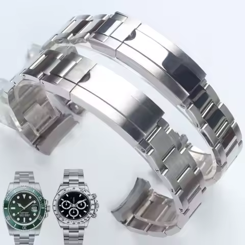 20mm 21mm 904L Watchbands For Rolex SUBMARINER DAYTONA Men Folding Clasp Watch Strap Solid Stainless