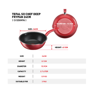 (ส่งฟรีตลอดเดือน) Tefal กระทะก้นลึก So Chef ก้นอินดักชั่น ขนาด 24 ซม. รุ่น G1358496 / ขนาด 28 ซม. ร่