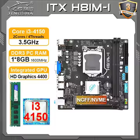 JINGSHA H81 itx Motherboard processor and memory kit core i3 4150 + 8GB RAM placa mae LGA 1150 ddr3
