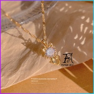 FA YRY-X031 Cat Pendant Necklace, Korean Style Necklace, Titanium Necklace, Stainless Steel Necklace
