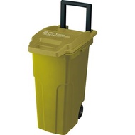 [特價]【日本RISU】戶外拉桿式垃圾桶 45L-芥末綠色