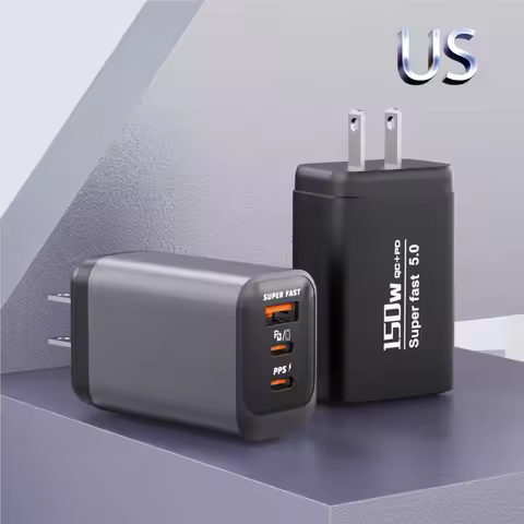 150W GaN Super Fast Charger UK Plug 3 Port USB C PD QC5.0 PPS Fast Charging Adapter For Samsung iPho