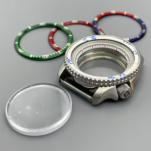 SKX007 Silve 42mm Watch Case Sapphire Crystal Glass Fit for NH35 NH36 NH38 4R 7S Movement 28.5mm Dai