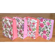 Bag Goodies Bag Large Size Rose Flower Paper Bag (12pcs) 26x12x32cm White Kraft Paper 210gsm