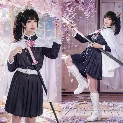 Tsuyuri Kanao Cosplay Kostuum Volwassen Kind Anime Uniform Vrouwen Kimono Haori Pruik Halloween Kled