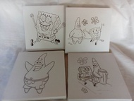 Kanvas Lukis sketsa 20×20 gambar spongebop / kanvas lukis mewarnai